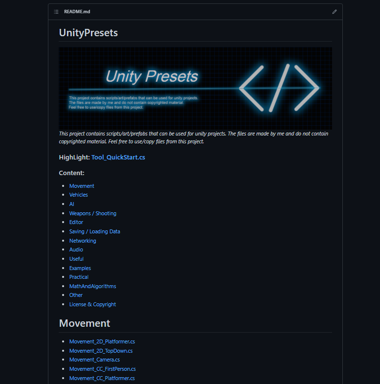 Unity Tools GitHub Previes